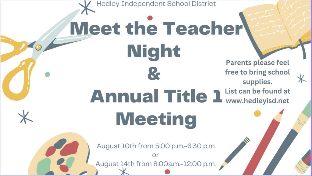 Meet the Teacher Night and Title 1 Meeting 2023-24